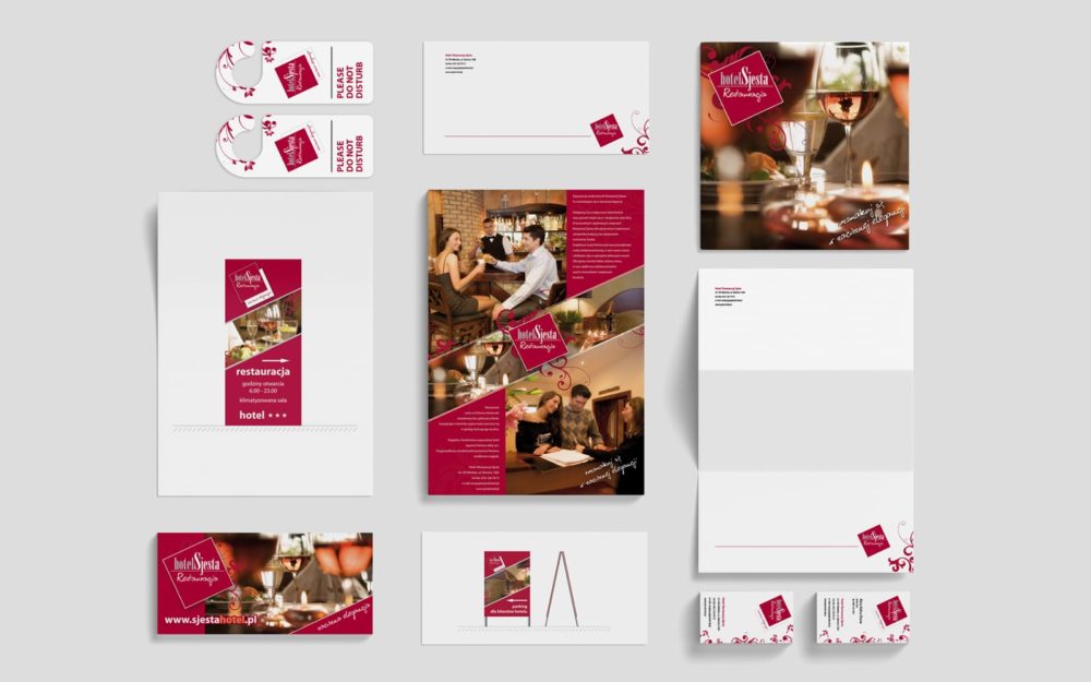 Rebranding firmy. Projektowanie identyfikacji wizualnej dla hotelu i restauracji Sjesta tworzenie logo księgi znaku strony interentowej reklama billboardy ulotki Agencja brandingowa Moweli Creative Dąbrowa Górnicza Katowice Kraków Wrocław Gdańsk Warszawa
