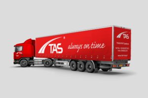 TAS Transport Spedycja identyfikacja wizualna Auto firmowe wizualizacja Scania Agencja brandingowa Moweli Creative