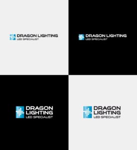Dragon Lighting projektowanie logo firmy warianty kolorystyczne identyfikacje Agencja brandingowa Moweli Creative