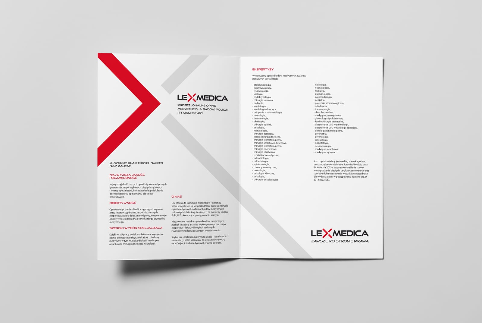 Lexmedica identyfikacja wizualna ulotki informacyjne papiery firmowe akcydensy projektowanie logo firmy nowoczesne responsywne strony internetowe Agencja brandingowa Moweli Creative