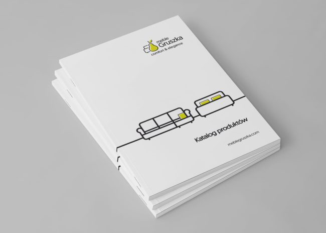 Projektowanie identyfikacji wizualnej dla fabryki mebli Gruszka księi znaku rebranding logo akcydensy firmowe Agencja brandingowa Moweli Creative Warszawa Kraków Wrocław