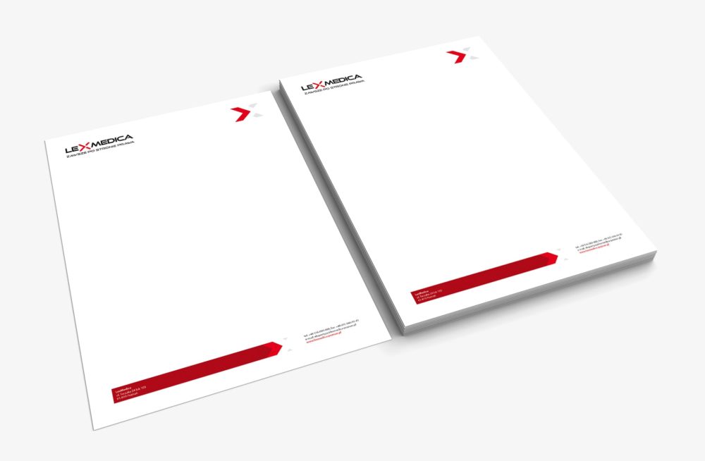 Lex Medica identyfikacja wizualna ulotki informacyjne papiery firmowe akcydensy projektowanie logo firmy nowoczesne responsywne strony internetowe Agencja brandingowa Moweli Creative Dąbrowa Górnicza, Katowice, Kraków, Wrocław, Warszawa