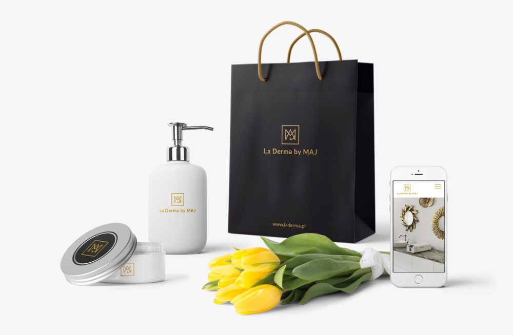 Projektowanie identyfikacji wizualnej dla salonu urody La Derma by MAJ tworzenie logo Agencja brandingowa Moweli Creative Dąbrowa Górnicza Wrocław Kraków Poznań Warszawa