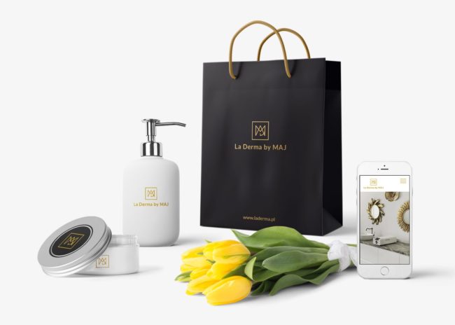 Projektowanie identyfikacji wizualnej dla salonu urody La Derma by MAJ tworzenie logo Agencja brandingowa Moweli Creative Dąbrowa Górnicza Wrocław Kraków Poznań Warszawa