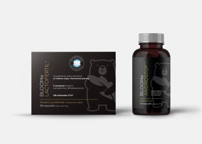 Bloome Androstop Lactofertil projektowanie opakowań - Agencja brandingowa Moweli Creative